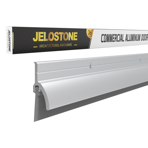 JELOSTONE 2 Pack – Door Bottom Sweep with Drip Cap – Fire Rated Weather Stripping Door Seal Draft Stopper with Eco-V Vinyl Insert for Exterior & Interior Doors, JS-NV345